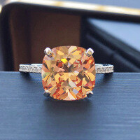 wholesale S925 Sterling Silver European & American Simulated Diamond Ring for Women, Ultra Sparkly Minimalist Diamond Ring, Dropshipping Available-Platinum Champagne Diamond No. 10