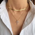 wholesale S925 Sterling Silver European and American Minimalist Classic Cross Pendant Necklace with Zircon Inlay Collarbone Chain Jewelry Factory-0-0