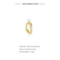 wholesale 925 Sterling Silver Cross Classic Ear Cuff, Piercing Ear Hoop,ins-Single gold (8MM)