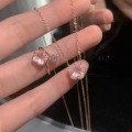 wholesale S925 Sterling Silver Sweet Girly Heart Cherry Blossom Pendant Necklace for Women, Summer Pink Diamond Elegant Fairy Romantic Small Flower Ring for Women-0-0