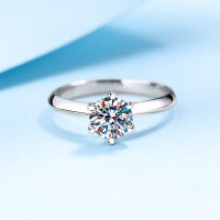 wholesale PT950 gold-plated 925 sterling silver ring for women, T-set six-prong setting with 1ct 3ct 5ct moissanite ring-5mm zircon > opening adjustable