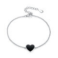 wholesale 925 Sterling Silver Black Onyx Inlaid Heart-shaped Earring and Necklace Set with an Ins Luxe Advanced Feel-0-6
