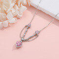 wholesale 925 Silver Colorful Flash Zirconia Heart Necklace for Women, Light Luxury Fashion, Versatile and Elegant Advanced Collarbone Chain-0-2