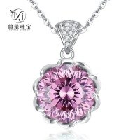 wholesale S925 Silver New Rich Lady Series Lipstick Pink Lotus Necklace for Women 75 Carat High-End Feel-N129 Rouge Powder 925 Silver