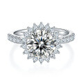 wholesale S925 Sterling Silver New Sunflower Natural Style with GRA Certificate 1 Carat Moissanite Ring-0-8