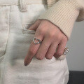 wholesale S925 Sterling Silver Romantic Confession Heart Intertwined Ring, Fashionable and Elegant, Heartbeat Moment, Simple and Stylish Heart-shaped Ring-0-2