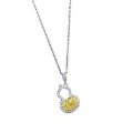 wholesale S925 silver jewelry, new 6*8 yellow diamond-encrusted gourd pendant necklace for women, trendy and skin-brightening, live broadcast style-0-4