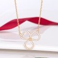 wholesale 925 Silver Maker's Hollow Out Full Diamond Clover Necklace, Versatile Sexy Elegant High-End Texture Collarbone Chain-0-1
