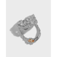 wholesale S925 Sterling Silver Double-Layer Snake Texture Irregular Korean Style Ins Minimalist Open Ring for Women-18K Gold [No. 14/Adjustable] Opening adjustable