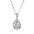 wholesale S925 Sterling Silver Pear-Shaped Color Zircon Necklace, Women's Internet-Famous High-End Exquisite Necklace Jewelry, Ready-to-Ship Gift Wholesale-0-7