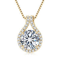 Sterling Silver Fashion Luxury Moissanite Necklace Cross-Border Wholesale-Flower Bud Necklace [K Gold] 9MM  925 Silver