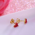 wholesale 925 Silver Gold-Plated Japanese Red Ruby Earrings for Women, Heart-shaped Earrings Direct from Manufacturer-0-2