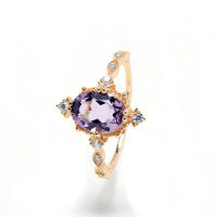 wholesale S925 silver and natural amethyst Korean and Japanese lightweight luxury ring for women, romantic and sweet vibe jewelry wholesale-Amethyst Ring>Size 10