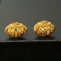 wholesale S925 ancient silver electroplated 24K gold lantern bead accessories, Nepalese old gold matching beads, DIY bracelet spacer beads-One small lantern (about 7.5 mm)