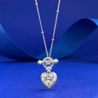 wholesale S925 Sterling Silver Light Luxury Style Heart Pendant Necklace, High-End Exquisite Collarbone Chain, Live Streaming Hit-N472 Heart Necklace 925 Silver