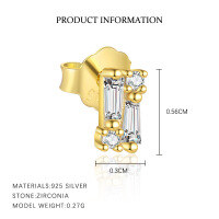 wholesale 925 Sterling Silver Geometric Square Stud Earrings For Women,-E5315-Gold/Single 925 Silver