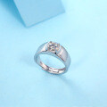 925 Sterling Silver Moissanite Men's Open Ring, Classic 1-Carat Minimalist Style-0-2