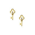 wholesale S925 Sterling Silver Minimalist Hollow-Out Floral Key Stud Earrings Korean Style Cute and Fresh Diamond-Accented Earrings G9926-0-4