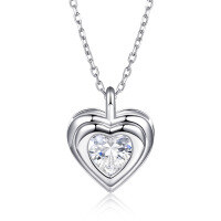 wholesale 925 Silver Heart Jewelry Necklace for Women, Cross-border Jewelry Heart-shaped Pendant Necklace, Pure Silver Accessories, Light Luxury Wholesale-Platinum>925 silver