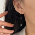 wholesale S925 Sterling Silver Stone-Inlaid Long Tassel Earrings Women Small Minimalist Korean Version New-0-3