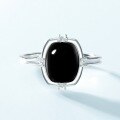 wholesale S925 Sterling Silver New Korean-Japanese Style Minimalist Geometric Black Onyx Ring Fashionable Women's Wholesale-0-3