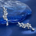 wholesale 925 Sterling Silver Leaf Zircon Ear Clips, Fashionable and Luxurious, Gentle and Niche Design, High-End Sense, INS Style Ear Cuffs-0-2