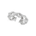 wholesale S925 Sterling Silver 3105 Knot Twist Ring for Women, Minimalist Style, Small and Unique Interwoven Openwork Design Adjustable Finger Ring-0-5