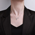 Sterling Silver Balance Beam Pendant Necklace with Pearl and Moissanite-0-2