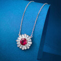wholesale S925 metal new fashion socialite style one-carat pigeon blood red necklace pendant for women, daily wear-0-1