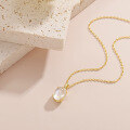 wholesale S925 Sterling Silver Source Factory Natural Cream Blue Moonstone Necklace Oval Gemstone Minimalist Ins Style Pendant-0-1