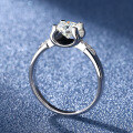 wholesale S925 Sterling Silver Genuine Moissanite Small Waist Ox Head Closed Ring for Women VVS1 Grade Diamond Ring Simple and Fashion Wholesale-0-1