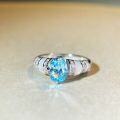 wholesale S925 Sterling Silver Mother of Pearl Ring for Women, Aquamarine Blue Series, Sweet and Stylish Versatile Ins Style Non-Tarnish Ring-0-2