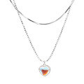wholesale S925 Sterling Silver Double-Layer Heart Necklace, Xiaohongshu Same Style, Versatile Trendy Fashion Ins Style Streetwear Necklace-0-4