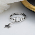 wholesale S925 Sterling Silver Creative CD Letter Star Chain Ring Ins Niche Minimalist Style Versatile Index Finger Ring-0-1