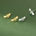 wholesale 925 Sterling Silver Fresh and Sweet Ins-style Small and Unique Design Brushed Bee Stud Earrings M06695-0-2