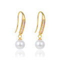 wholesale S925 Sterling Silver Pearl Earrings for Women, European and American Style Diamond-Studded Short Hook Earrings, Light Luxury Jewelry for Cross-Border Wholesale-0-5