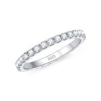 S925 Silver Full-Set D Color Moissanite Bubble Ring for Women, Daily Commute Wholesale-White  9.5 US size