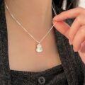 wholesale S925 Sterling Silver Crushed Ice Gourd Pendant Necklace for Women, Designed with a Sense of Forest Aesthetics, Light Luxury Collarbone Chain, High-End and Trendy-0-0