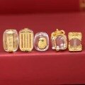 wholesale Gold-plated S925 Sterling Silver Inlaid Natural White Crystal Cube Spacer Beads Six-Character Mantra Five Lines Scripture Matching Beads DIY Accessories-0-0