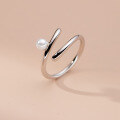 wholesale S925 Sterling Silver Beaded Cross Light Bead Ring Design Fashion Minimalist Personality Ring R01447-0-4