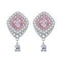 wholesale S925 Sterling Silver Zhuo Zhifan Designer Edition High Carbon Diamond 6*6 Pink Diamond Stud Earrings Women's Light Luxury Ear Jewelry-0-0