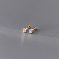 wholesale S925 Sterling Silver Minimalist Ins-style Threaded Stud Earrings with Diamond for Pierced Ears M03369-0-2
