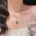 wholesale S925 Sterling Silver Interlocking Gourd New Chinese Style Natural Burmese Jadeite Full Green Necklace Collarbone Chain-0-3