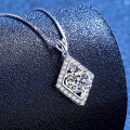 S925 Sterling Silver 1-Carat Moissanite Geometric Rhombus Pendant Necklace-0-0