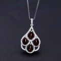 wholesale S925 Silver Natural Garnet Necklace, Fashionable and Elegant with a Premium Feel, Gemstone Pendant-0-2