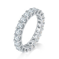 wholesale 925 Sterling Silver European and American Hip Hop Moissanite Eternity Ring, Unisex Full Diamond Band Ring for Cross-Border Wholesale-Zircon White Gold US Size 9