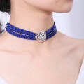 wholesale S925 Sterling Silver Personality European Style Choker with Natural Ruby, Lapis Lazuli, Green Agate, and Sapphire Beads-0-1