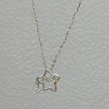 wholesale S925 Sterling Silver Hollow-Out Three-Dimensional Star Teardrop Dynamic Necklace for Women, Fashionable, Unique, Niche Design Sense Collarbone-0-3