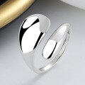 wholesale S925 Sterling Silver Minimalist Irregular Smooth Surface/Rhombic Stripes Open Ring Vintage Versatile Index Finger Ring-0-2