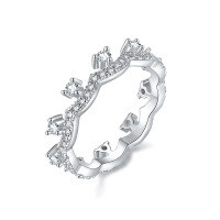 wholesale S925 Silver Moissanite Crown Fashion Women's Ring, Cross-Border E-Commerce Bestseller New Product Direct Supply from Manufacturer-Silver with zircon and platinum 7